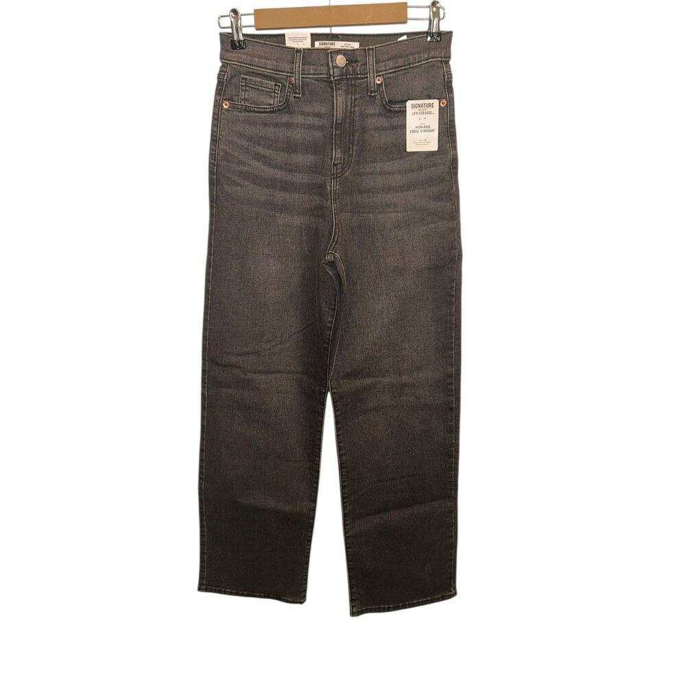 Women’s High-Rise Straight Leg Jeans Gray Denim Classic Signature